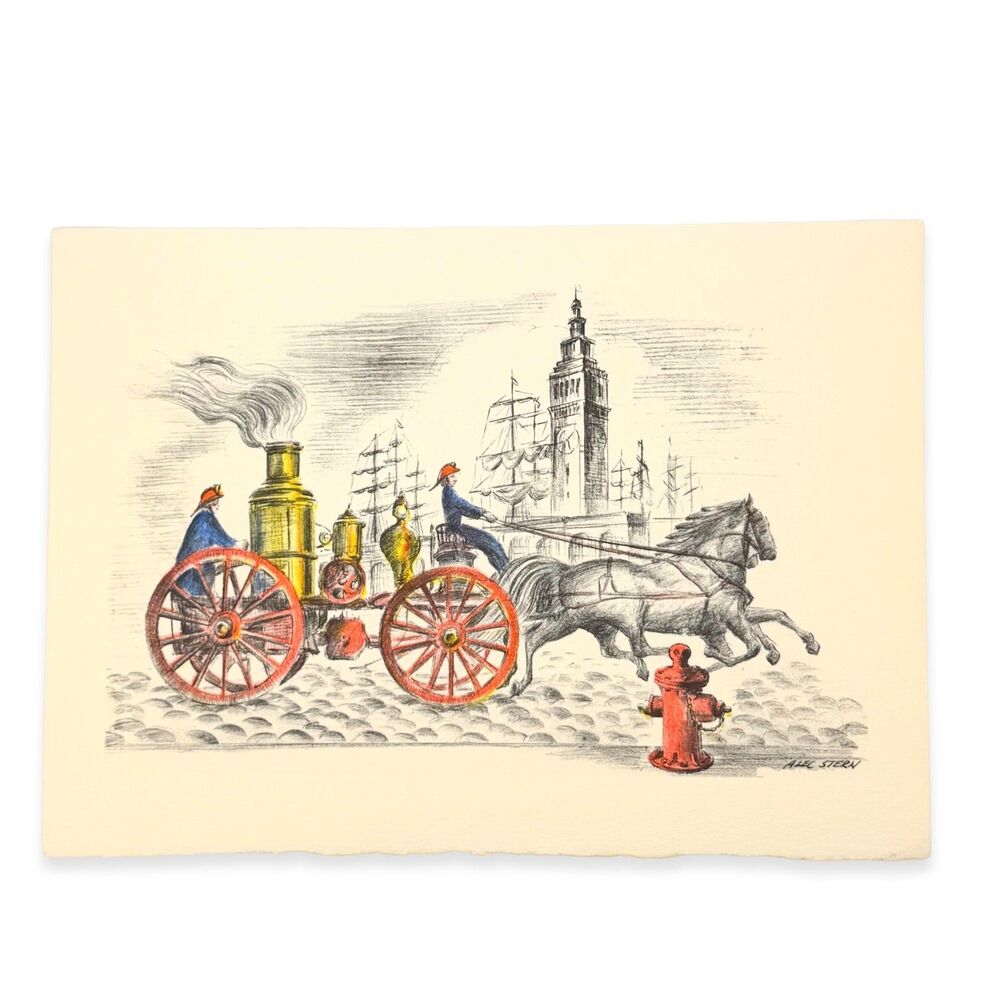 Vintage Alec Stern San Francisco Color Art Print Fireman California 6x8